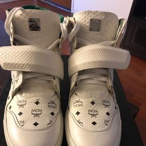 Mcm Visetos Leather Python Sneakers